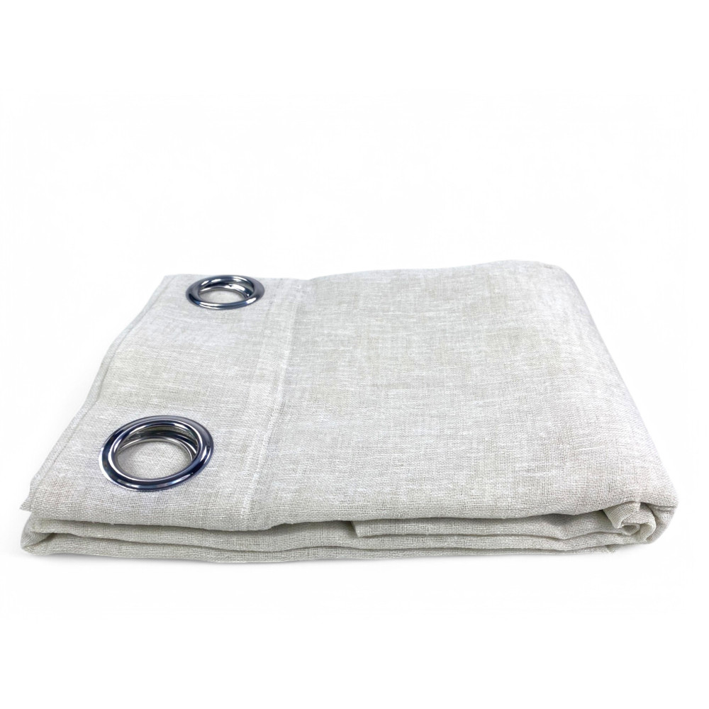 Tenda Simply Effetto Lino 140x300 cm Beige - Tinta Unita Semitrasparente - Poliestere con Anelli - Stile Moderno